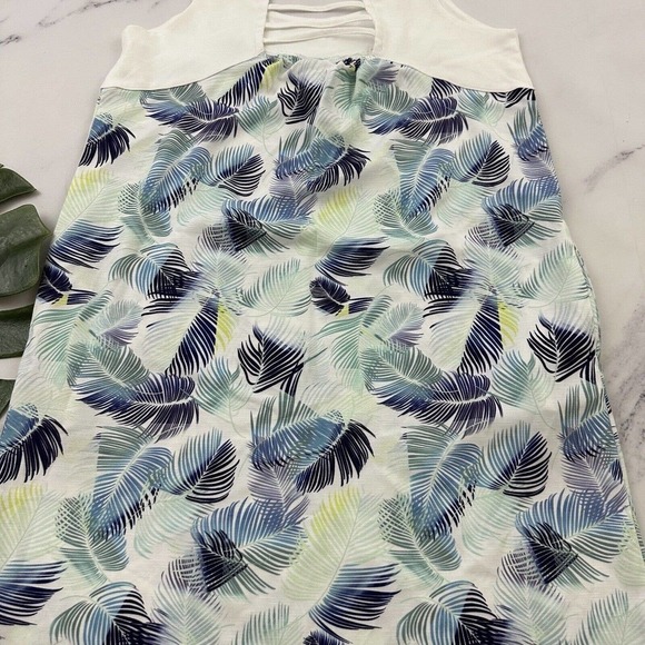 Carve Designs Tropical Leaf Print Shift Dress Size XS Blue Green Pockets Strappy - Picture 9 of 11